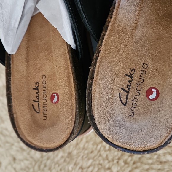 NWT IOB Clarks Lizby Ease Black Lea Leather Easy Slide Sandal ๐ก ๐ค - Picture 3 of 16